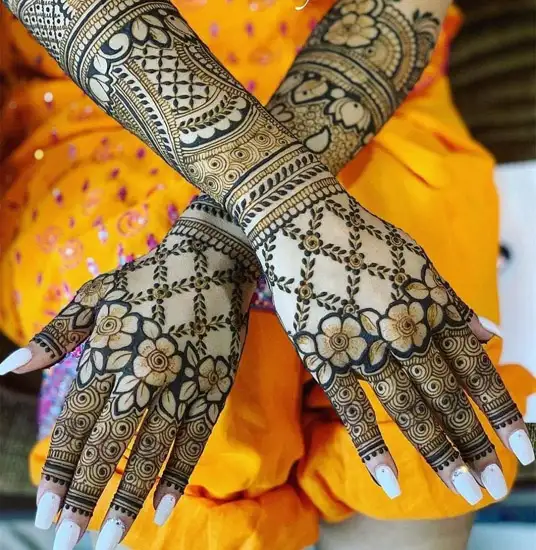 Traditional Indian Wedding Full Hand Mehndi Design