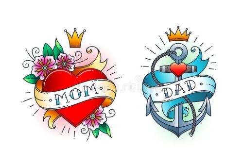 heart mom and dad tattoo